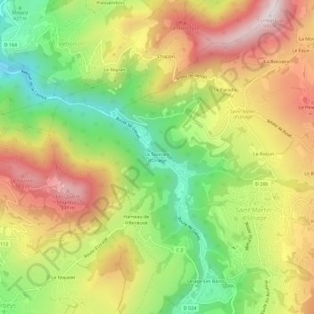 Le Sonnant d'Uriage地形图、海拔、地势