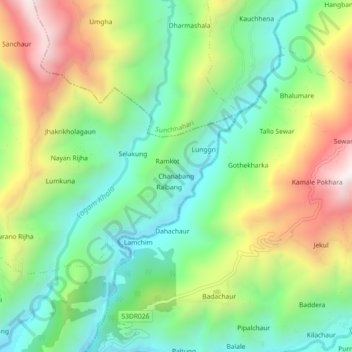 Chanabang地形图、海拔、地势