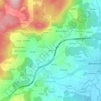Lamiño地形图、海拔、地势