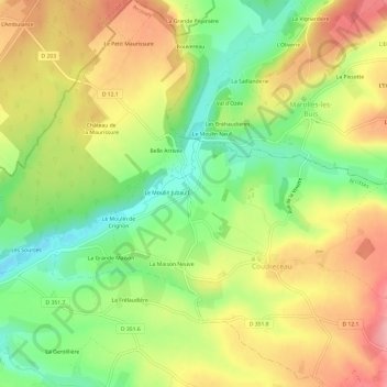 La Poterie地形图、海拔、地势