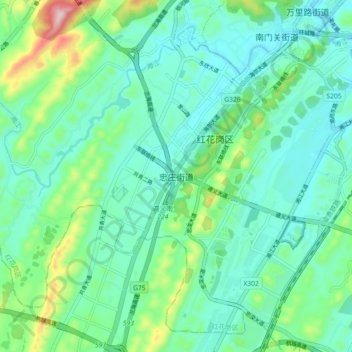 忠庄街道地形图、海拔、地势