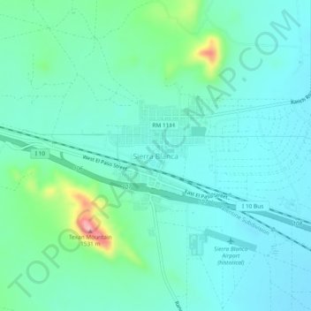 Sierra Blanca地形图、海拔、地势