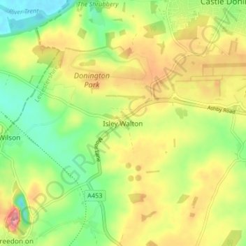 Isley Walton地形图、海拔、地势
