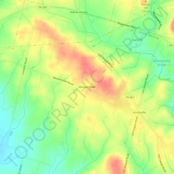 Weavertown地形图、海拔、地势