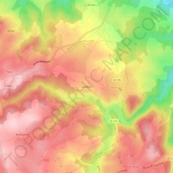 La Mûre地形图、海拔、地势