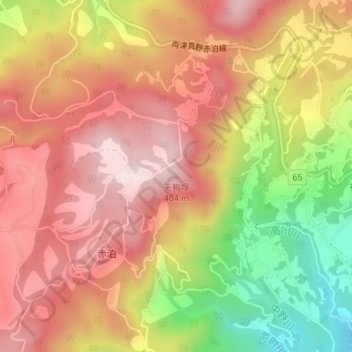 天狗塚地形图、海拔、地势