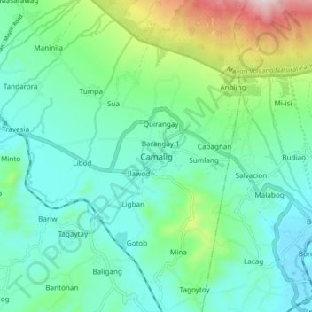 Camalig地形图、海拔、地势
