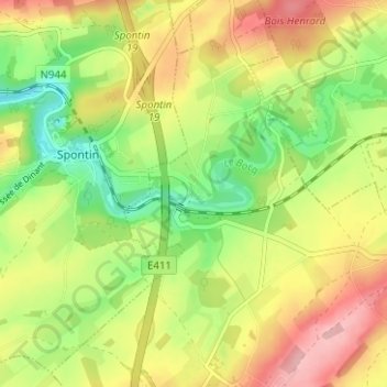 Senenne地形图、海拔、地势