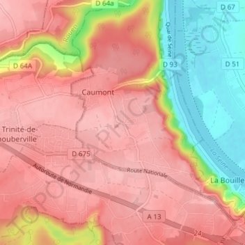 La Houleterie地形图、海拔、地势