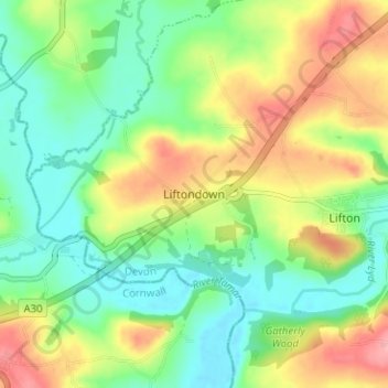 Liftondown地形图、海拔、地势