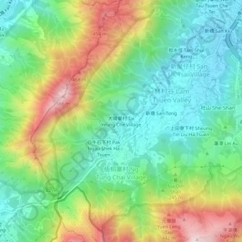 大陽輋村地形图、海拔、地势