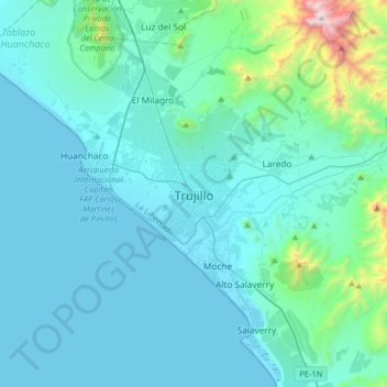 Trujillo地形图、海拔、地势