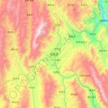 昭觉县地形图、海拔、地势