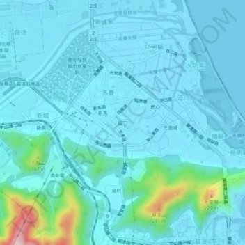 隘丁地形图、海拔、地势
