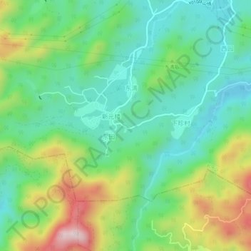 横店地形图、海拔、地势
