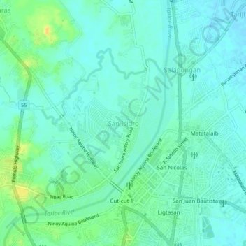 San Isidro地形图、海拔、地势