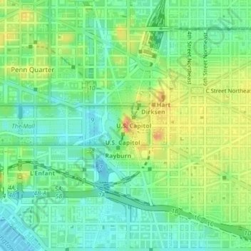Capitol Hill地形图、海拔、地势