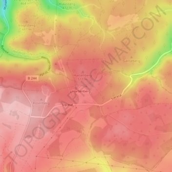 Hartenberg地形图、海拔、地势