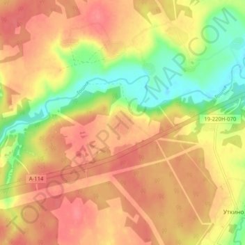 Аксеново地形图、海拔、地势