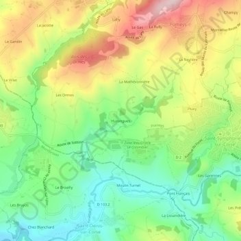 Hurongues地形图、海拔、地势