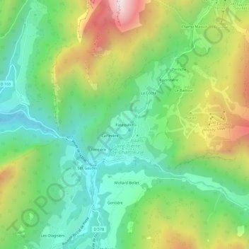 Patassière地形图、海拔、地势