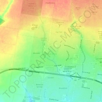 Melton West地形图、海拔、地势