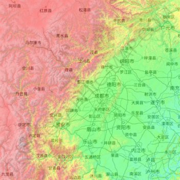 岷江地形图、海拔、地势
