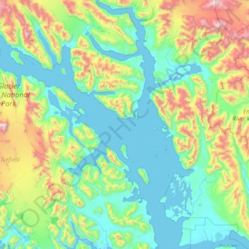 Glacier Bay地形图、海拔、地势