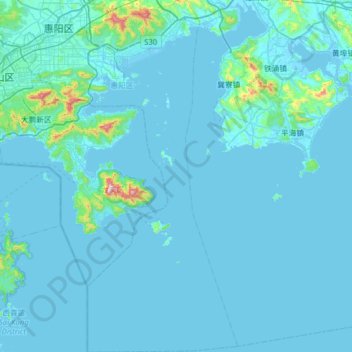 惠州大亚湾经济技术开发区地形图、海拔、地势