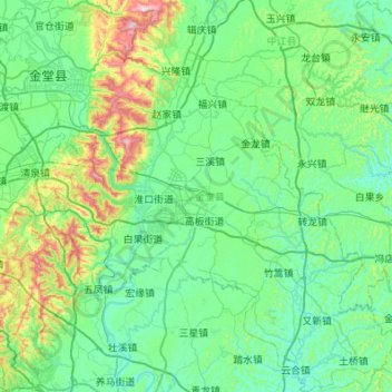 金堂县地形图、海拔、地势