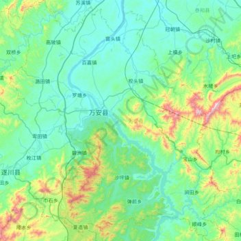 万安县地形图、海拔、地势