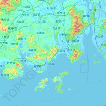 台山市地形图、海拔、地势