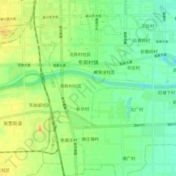 东郭村镇地形图、海拔、地势