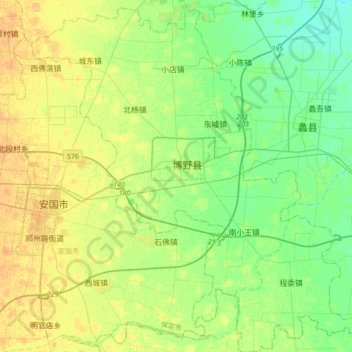 博野县地形图、海拔、地势