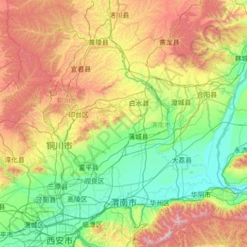 渭南市地形图、海拔、地势