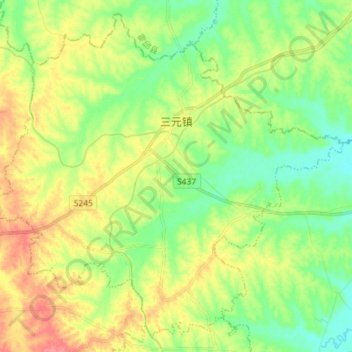 三元镇地形图、海拔、地势