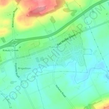 Hallam地形图、海拔、地势