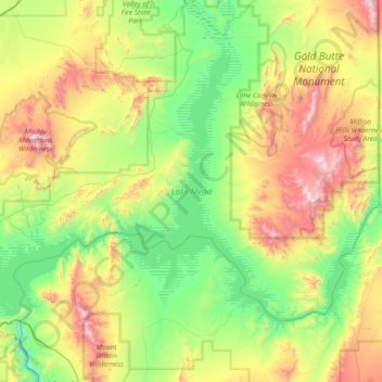 Lake Mead地形图、海拔、地势
