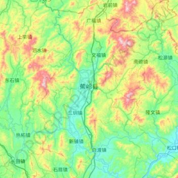 蕉岭县地形图、海拔、地势