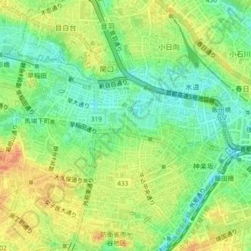 天神町地形图、海拔、地势