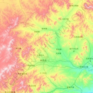 林西县地形图、海拔、地势