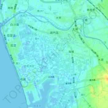 湖內區地形图、海拔、地势