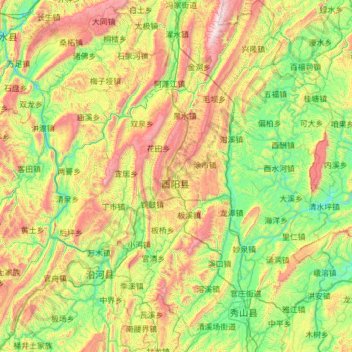 酉阳土家族苗族自治县地形图、海拔、地势