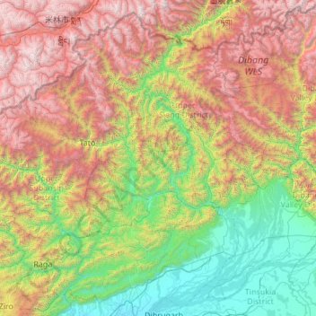 印度控制墨脱县地形图、海拔、地势