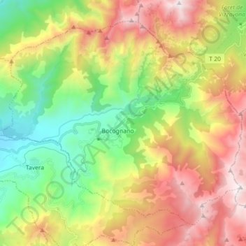 Bocognano地形图、海拔、地势