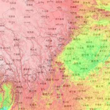 四川省地形图、海拔、地势