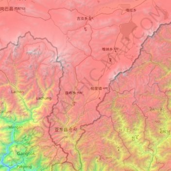 亚东县地形图、海拔、地势