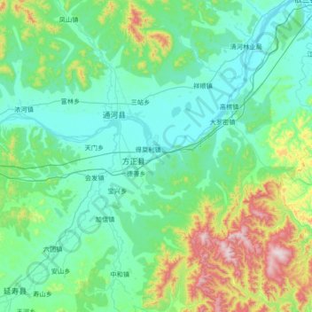 方正县地形图、海拔、地势