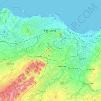 爱丁堡地形图、海拔、地势