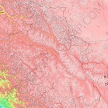 拉达克中央直辖区地形图、海拔、地势